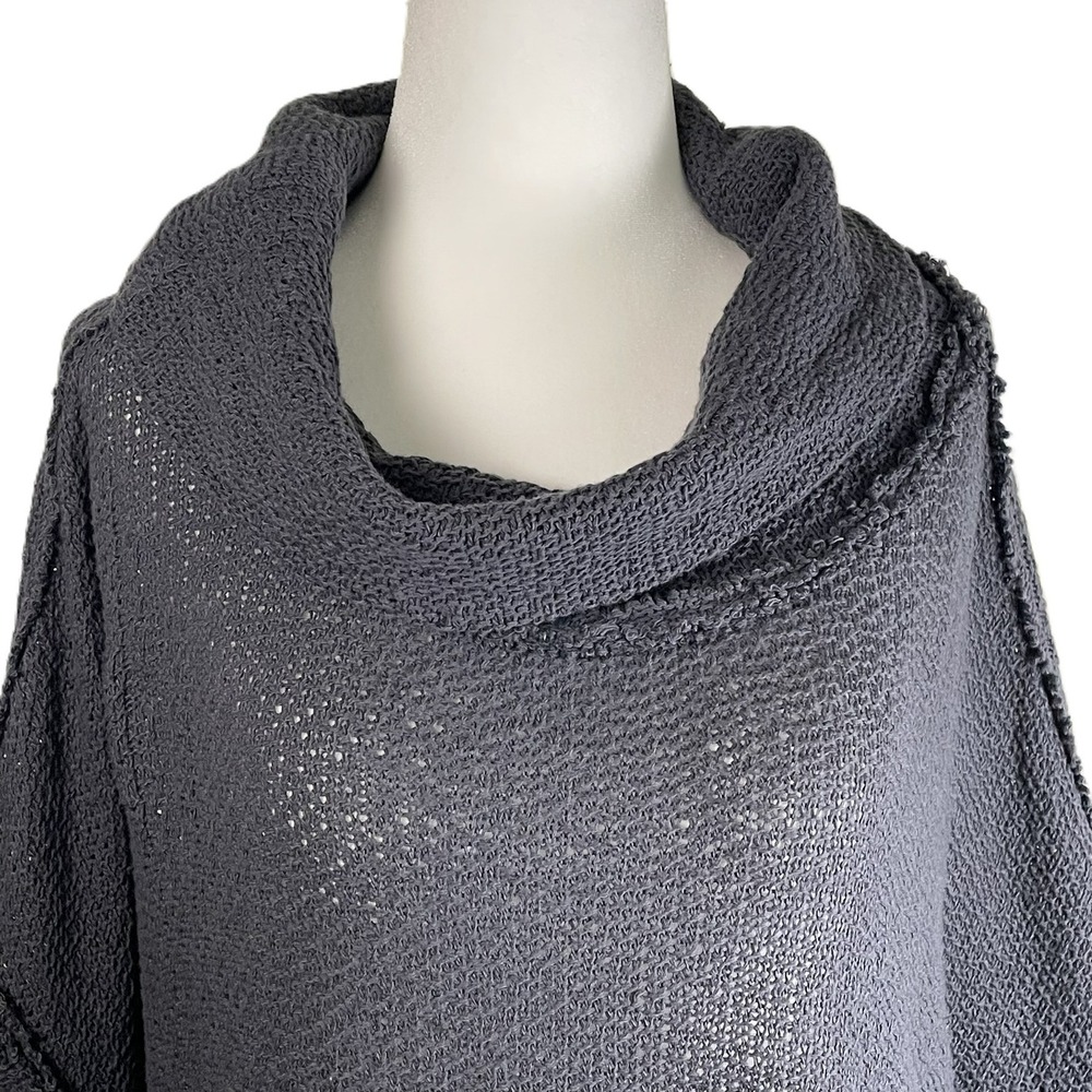We The Free XS So Comfy Tee Sweater Charcoal Gray Knit Cowl Neck Slouchy Top - Picture 5 of 14